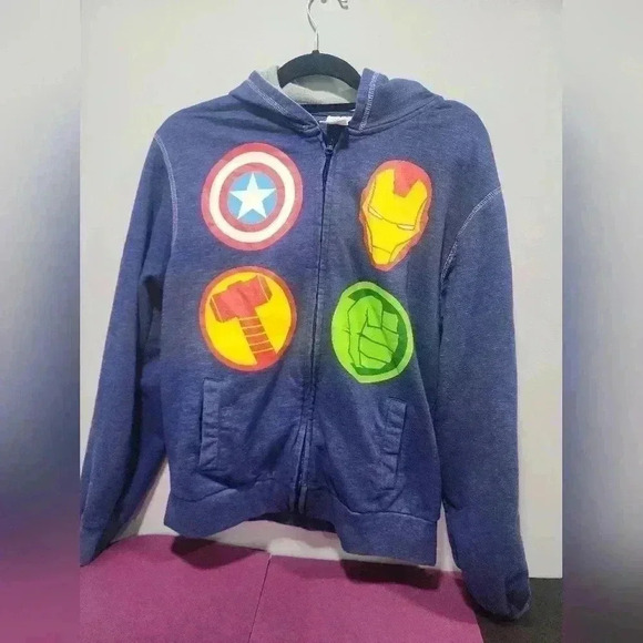 Disney Store Marvel Avengers Blue Full Zip Hoodie Mens Size Small NICE - Picture 4 of 13